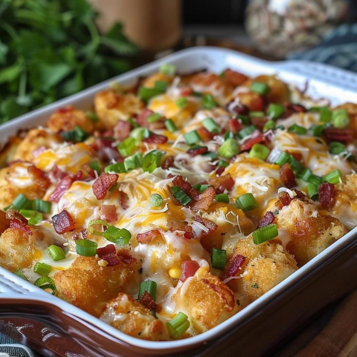 Chicken Bacon Ranch Tater Tot Casserole