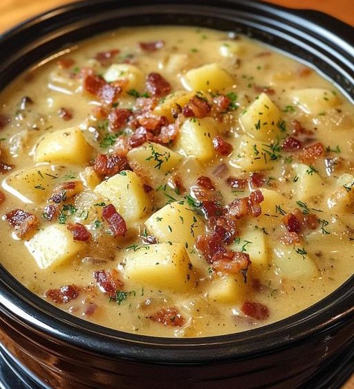 Slow Cooker Creamy Potato Bacon Soup