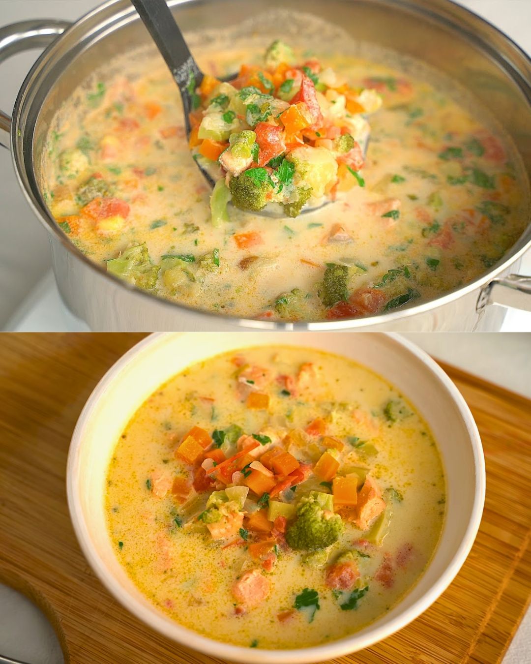 Creamy Salmon and Vegetable Soup: A Comforting Bowl of Goodness