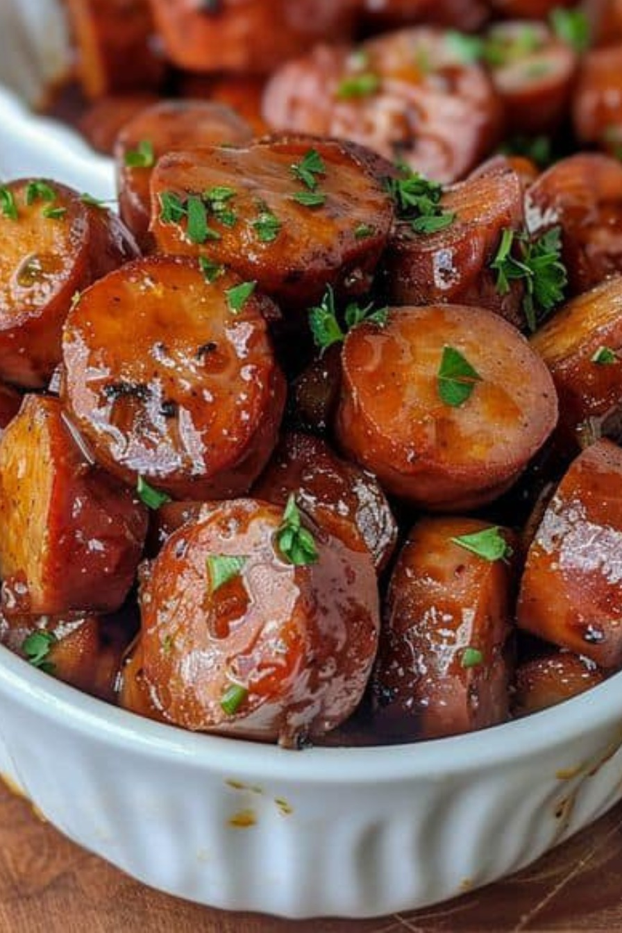 Slow Cooker Apple Kielbasa Bites