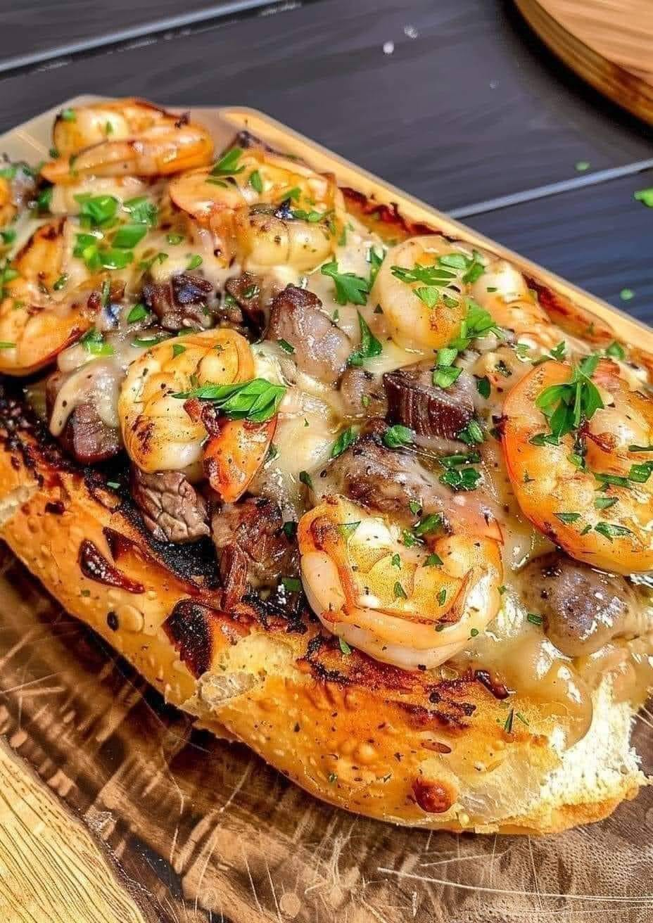 Steak and Shrimp Stuffed Bread