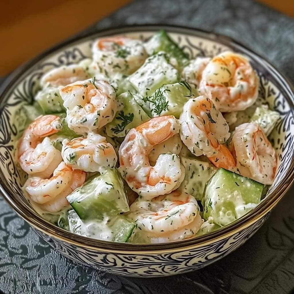 Creamy Cucumber Shrimp Salad 