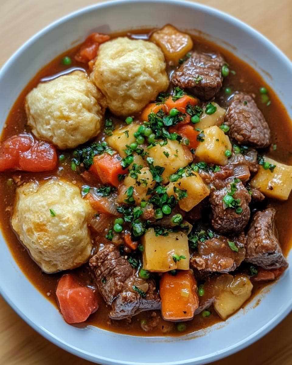 SLOW COOKER BEEF STEW AND DUMPLINGS