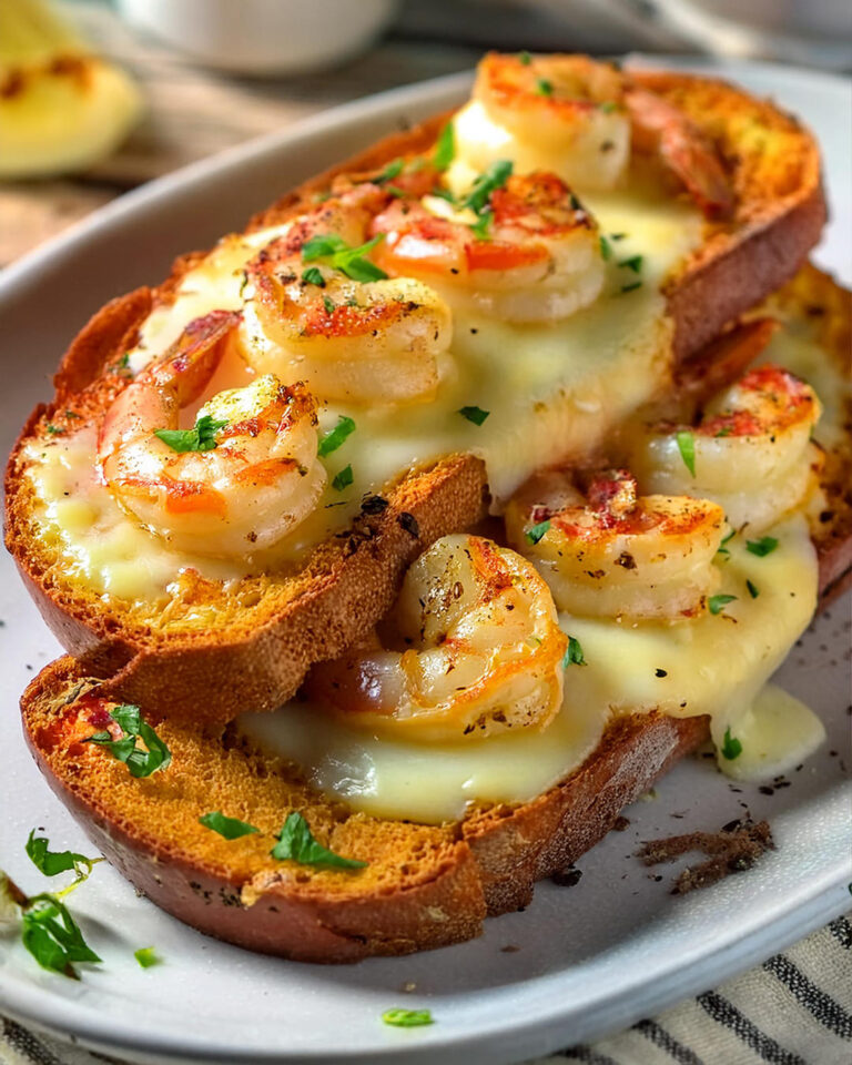 Cheesy Garlic Bread Shrimp Grilled cheese