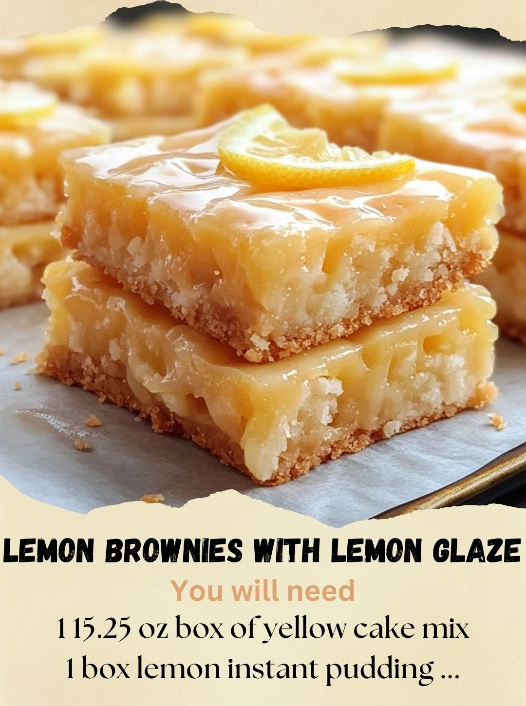 Lemon Brownies with Lemon Glaze