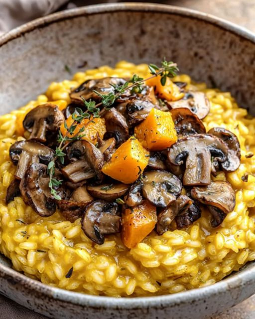 Risotto with Butternut Squash and Sautéed Mushrooms: Autumnal Sweetness and Delicacy