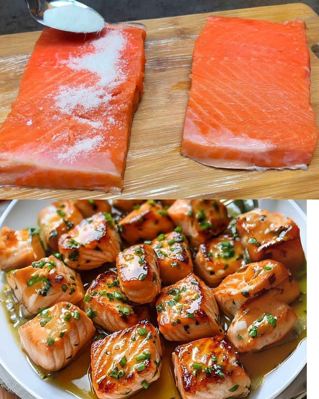 Honey Butter Garlic Glazed Salmon Bites