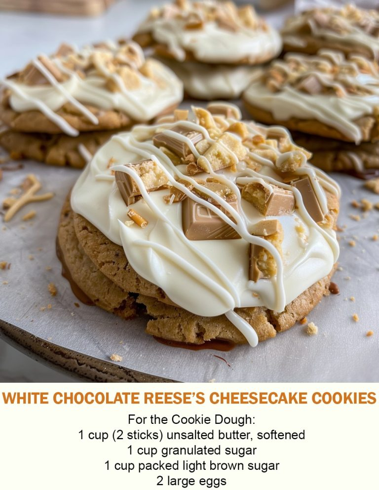 White Chocolate Reese’s Cheesecake Cookies