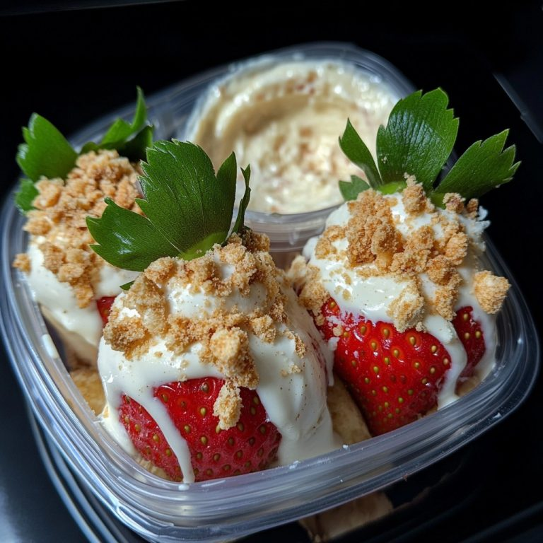 White Chocolate-Dipped Cheesecake Strawberries