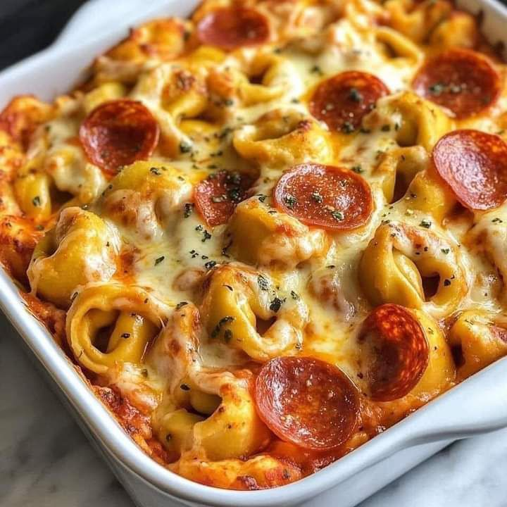 Cheese Tortellini Pepperoni Pizza Casserole