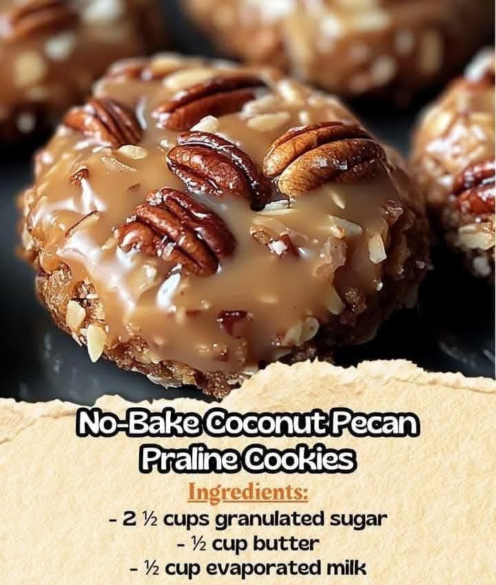  NO-BAKE PECAN COCONUT PRALINE COOKIES 