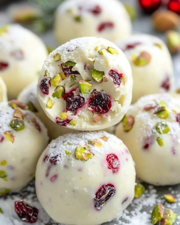  Cranberry Pistachio White Chocolate Truffles 