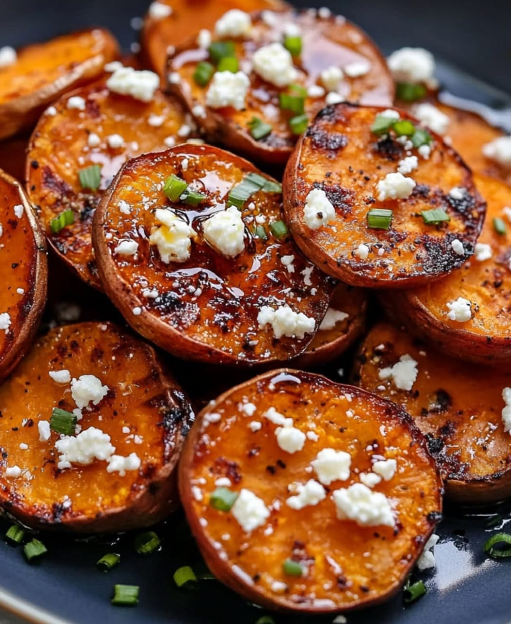 Roasted Sweet Potato Rounds with Honey and Feta