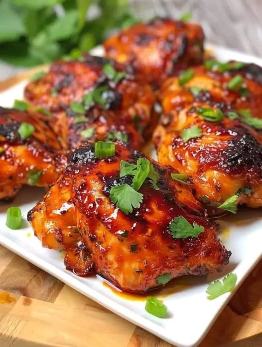 Sticky Honey Garlic Glazed Chicken Thighs